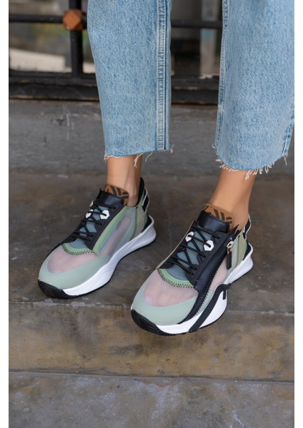 Mojca Kadin Yeşil File Detay Sneakers