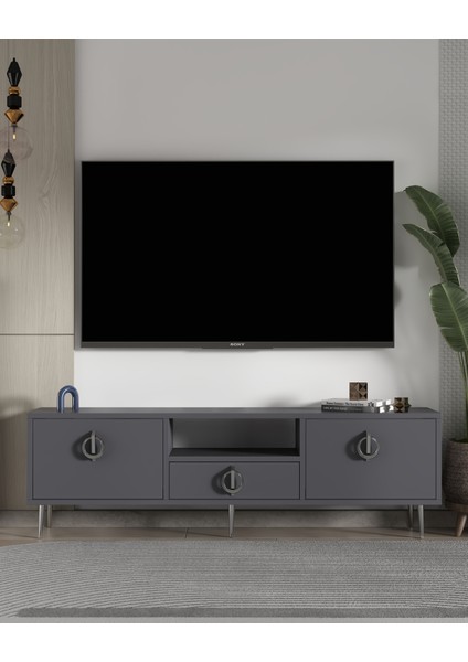 1319DROPCT-32 Tv Sehpası Antrasit-Gümüş