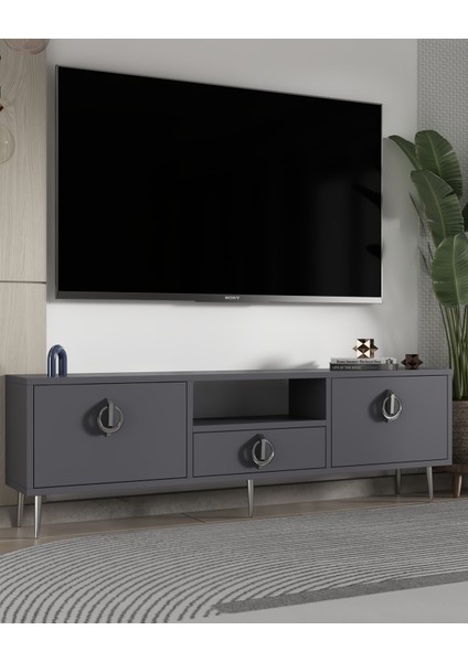 1319DROPCT-32 Tv Sehpası Antrasit-Gümüş
