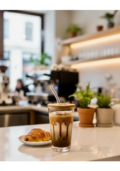 Doğal Ahşap Kapaklı Cam Pipetli Bardak – 425 Cc, Büyük Boy, Smoothie, Soğuk Kahve ve Meyve Suyu, Limonata Bardağı modelleri