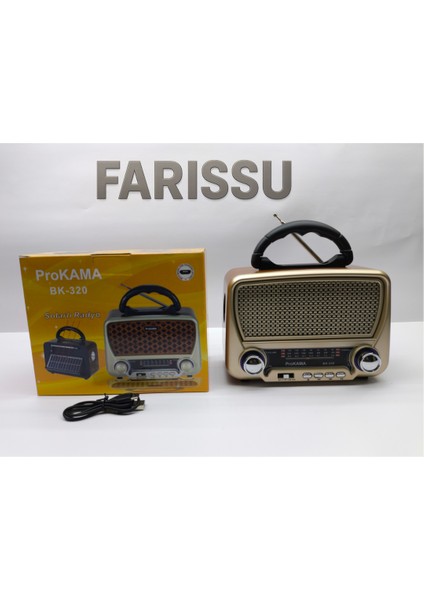 BK-330 Retro Güneş Enerjili (Solar) Radyo, Taşınabilir Mp3 Oynatıcı, Fm/am/sw Radyo ve Fener