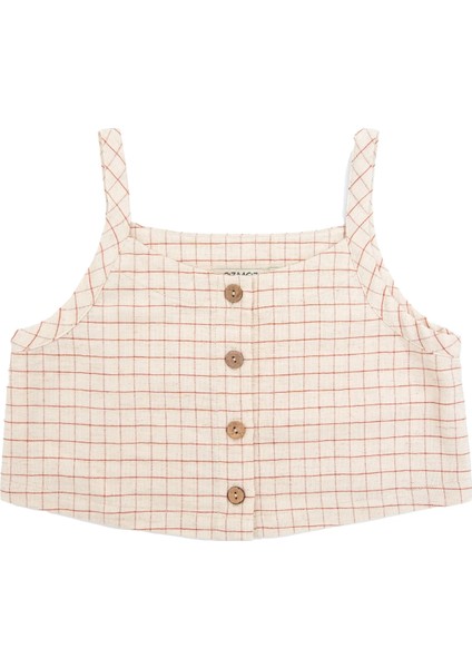 Ekose Desen Askılı Yazlık Kız Çocuk Crop Bluz fiyatları