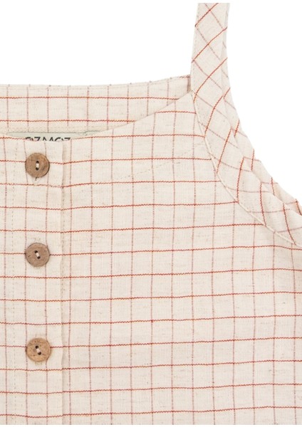 Ekose Desen Askılı Yazlık Kız Çocuk Crop Bluz modelleri