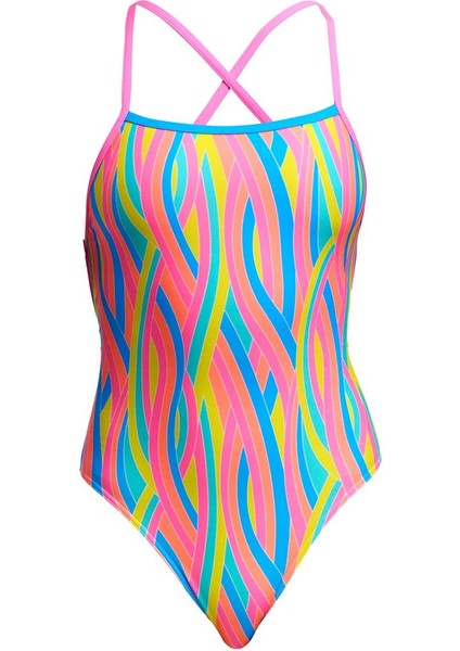 Stp Swirly Straws Kadın Yüzme Mayosu - Çift Çapraz Sırt, Klor Dirençli, Ekolojik Tasarım