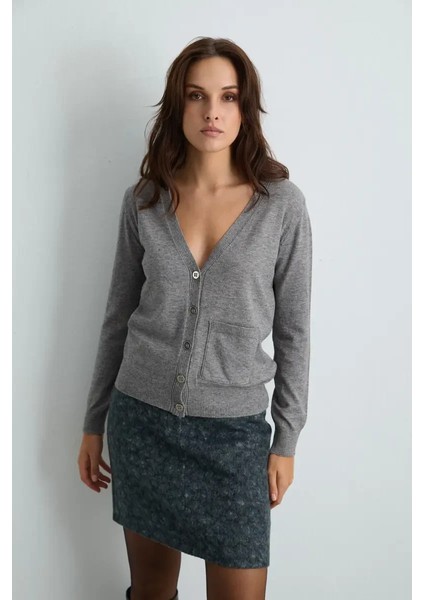 Basic Triko Hırka - Gri fırsatları