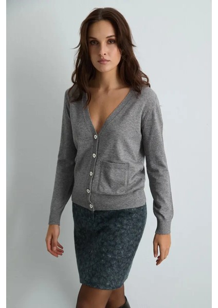 Basic Triko Hırka - Gri indirimleri