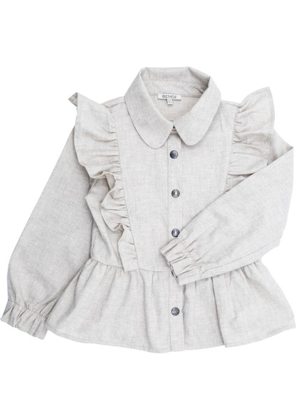 Fırfırlı Bej Kışlık Kız Çocuk Gömlek fiyatları