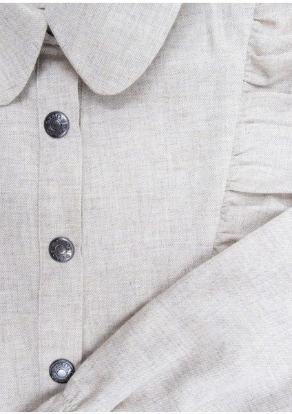 Fırfırlı Bej Kışlık Kız Çocuk Gömlek modelleri