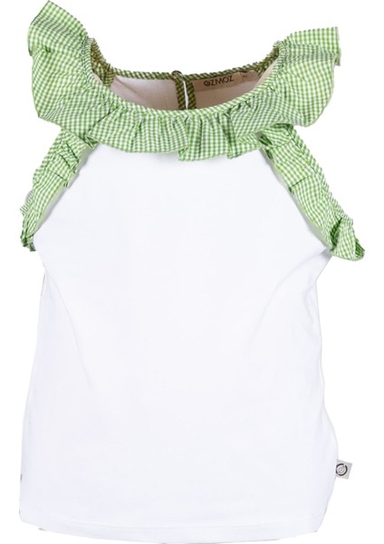 %100 Pamuk Fırfırlı Yeşil Volanlı Yazlık Kız Çocuk Bluz fiyatları