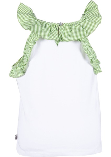 %100 Pamuk Fırfırlı Yeşil Volanlı Yazlık Kız Çocuk Bluz fırsatları