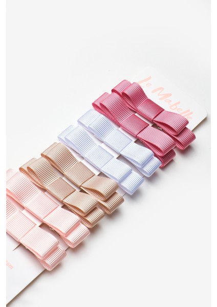 Çok Renkli Pudra Tonları 8'li Mini Kurdele Fiyonk Kız Çocuk Toka Set fiyatları