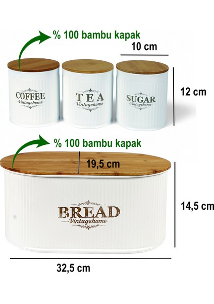 Bambu Kapaklı Metal Ekmeklik ve Kavanoz Seti fiyatları