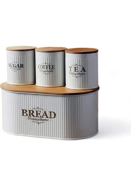 Bambu Kapaklı Metal Ekmeklik ve Kavanoz Seti fırsatları