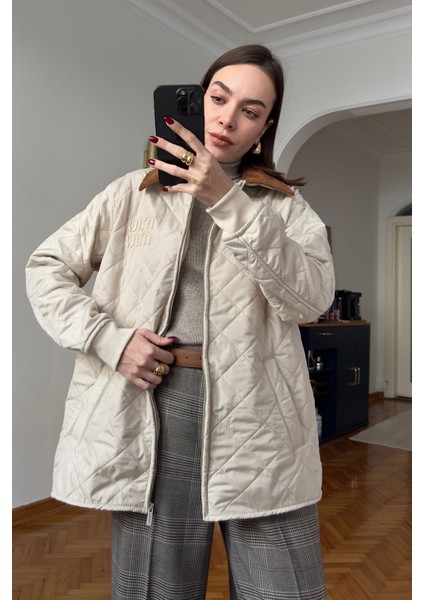 Marka Kadife Yaka Mont- Bej fiyatları