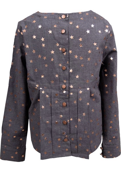 %100 Pamuk Yaldız Baskılı Antrasit Kışlık Kız Çocuk Bluz indirimleri