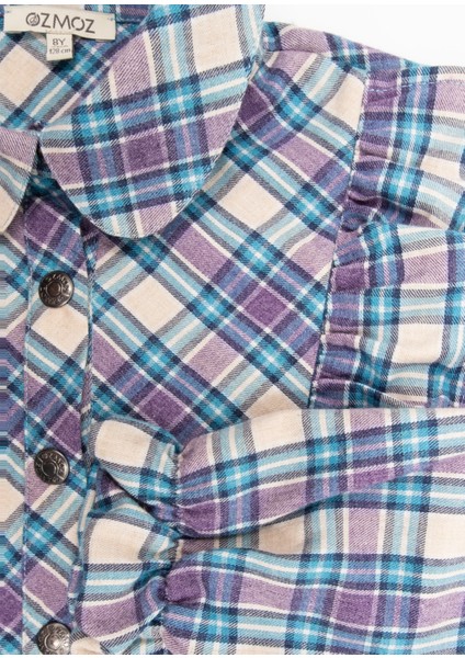Fırfırlı Mavi Ekose Kışlık Kız Çocuk Gömlek fiyatları