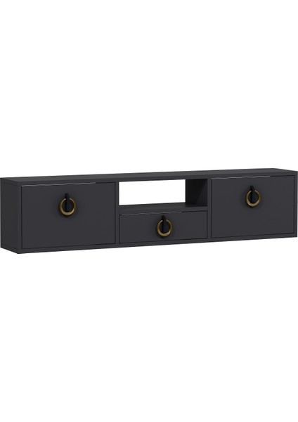 1321DROPCT-32 Duvara Montaj Tv Sehpası Antrasit-Altın fırsatları