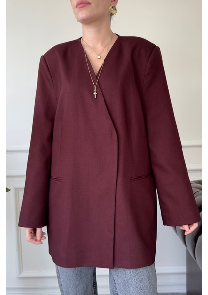 Kuşak Detay Tasarım Ceket- Bordo