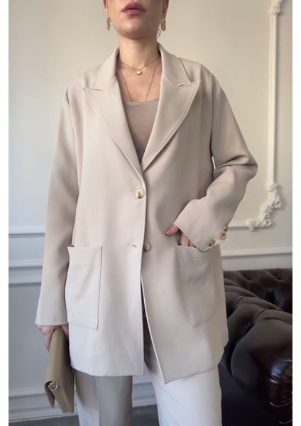 Şal Yaka Çift Cepli Takım- Taş