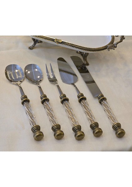 5 Parça Kristal Servis Seti Antik
