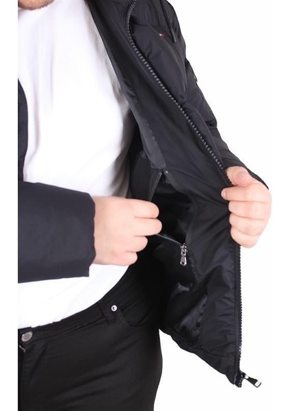 Erkek Büyük Beden Kapüşonlu Mont Lusso 2505 Sıyah fırsatları