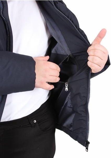 Erkek Büyük Beden Kapüşonlu Mont Lusso 2505 Lacıvert fırsatları