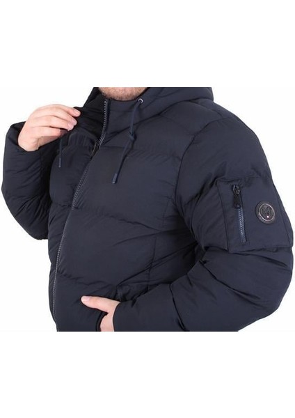 Erkek Büyük Beden Kapüşonlu Mont Lusso 2505 Lacıvert