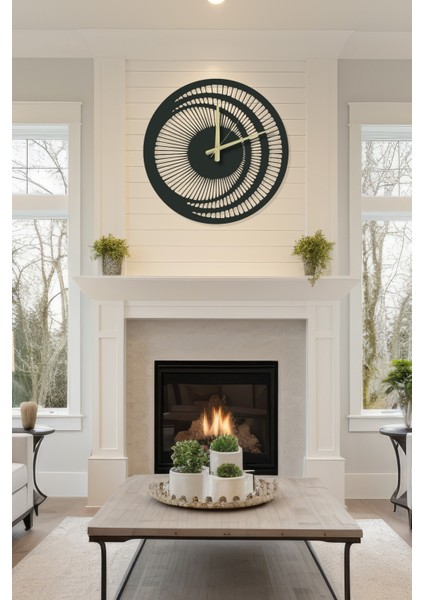 Modern Siyah Metal Duvar Saati Dekoratif Geometrik Tasarım 45X45 cm