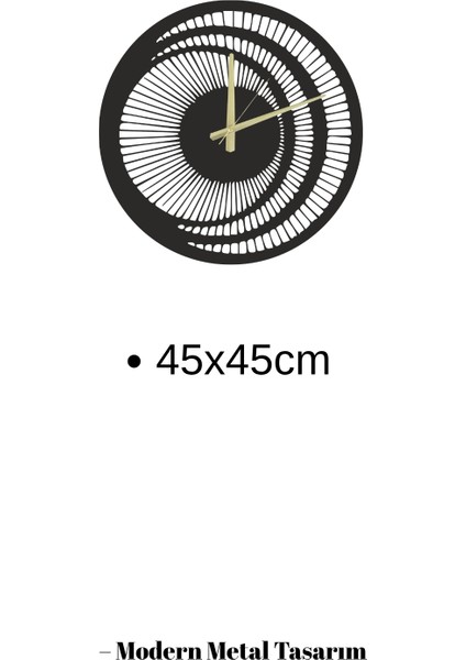 Modern Siyah Metal Duvar Saati Dekoratif Geometrik Tasarım 45X45 cm