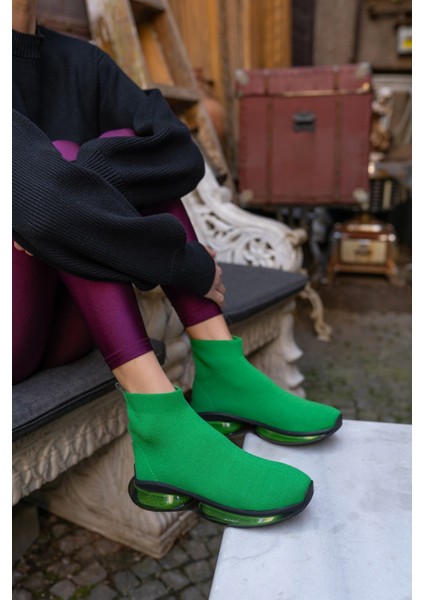 Alezy Kadin Yeşil Trıko Sneakers
