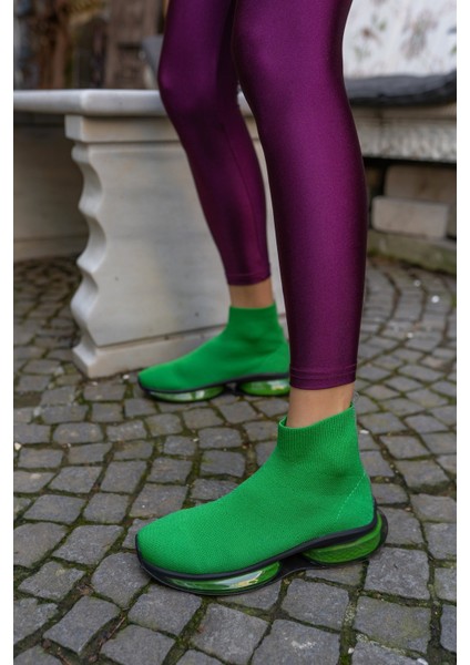 Alezy Kadin Yeşil Trıko Sneakers