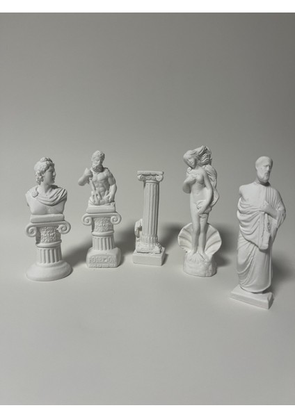 Antik Yunan Heykel Seti-Büst ve Sütun Dekoratif Set fiyatları