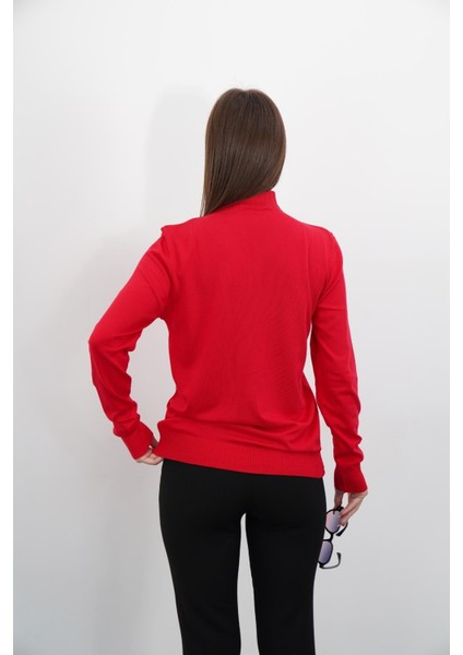 Yarım Balıkçı Yaka Triko-Kırmızı