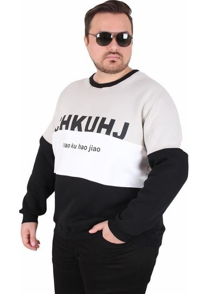 Büyük Beden Bisiklet Yaka 3ip Sweat Chao Ku 25721 Grı