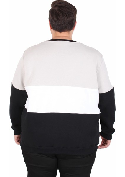 Büyük Beden Bisiklet Yaka 3ip Sweat Chao Ku 25721 Grı modelleri