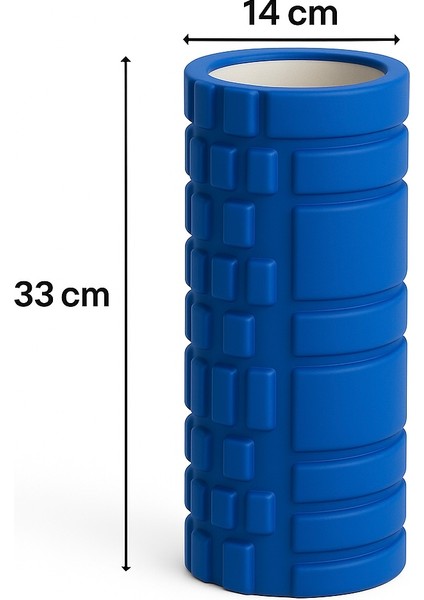 Foam Roller Masaj Rulosu – Yoga, Pilates, Fitness ve Fizyoterapi İçin EVA Köpük Masaj Aleti (33x14 cm) Mavi