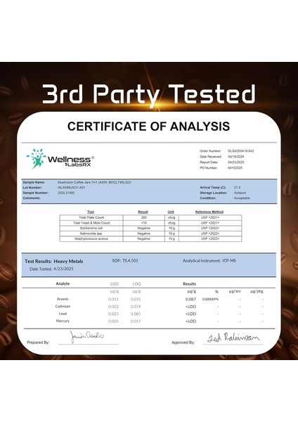 Wellness Labs Mushroom Coffee Lions Mane, Chaga, Reishi, Cordyceps, Maitake, Shiitake, And Turkey Tail 90 Servings fırsatları
