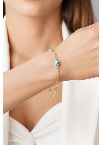 14 Ayar Altın Doch Zincirde Turkuaz Mineli Nazarlık Bileklik fırsatları