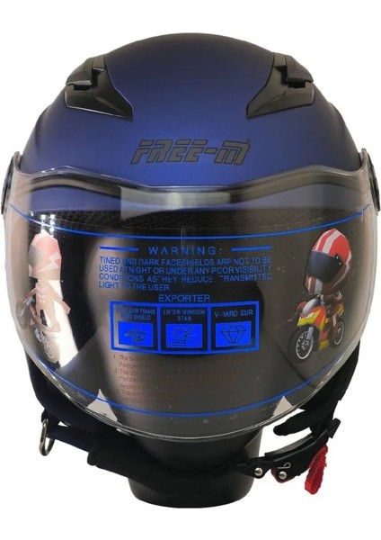 Motosiklet ve Bisiklet Yarım Camlı Çocuk Kaskı Ce Abs Material Motor Kaskı Mat Mavi