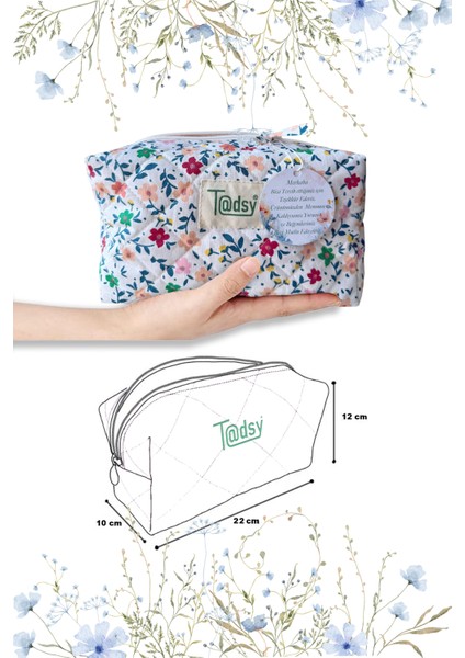 %100 Pamuk Makyaj ve Kozmetik Çantası | 22X12X10 cm | Seyahat Organizer fiyatları