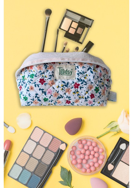 %100 Pamuk Makyaj ve Kozmetik Çantası | 22X12X10 cm | Seyahat Organizer indirimleri