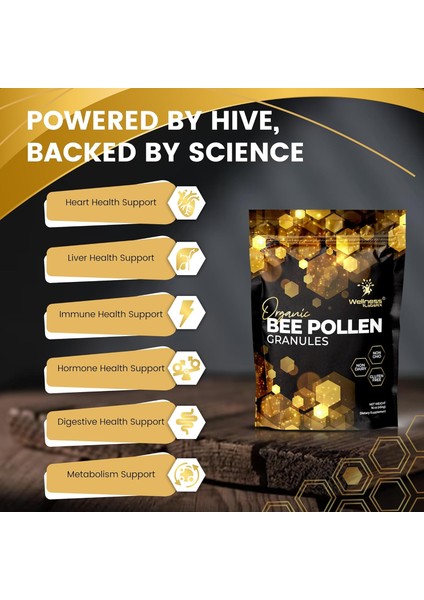 Wellnees Labs Organic Bee Pollen Arı Poleni Immune Boost Digestive Proteins Vitamins Mineral fiyatları