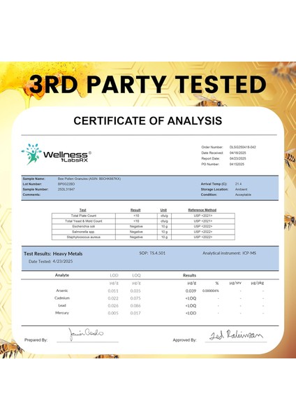 Wellnees Labs Organic Bee Pollen Arı Poleni Immune Boost Digestive Proteins Vitamins Mineral indirimleri