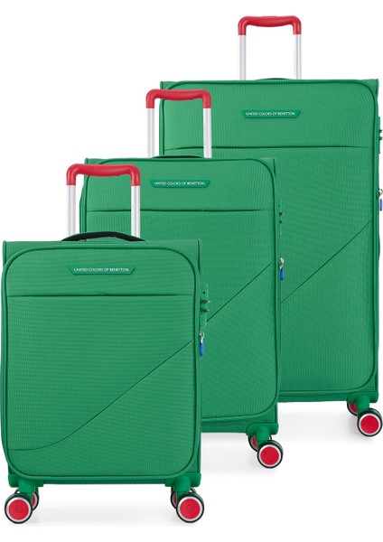 Benetton Ekstra Hafif Lüx Kumaş 8 Tekerlekli 3'lü Valiz Seti