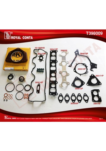 Mtxdpn Motor Takim Conta Skt Keçeli/sub.lastikli/skc Siz Doblo-Punto 1.9 Jtd