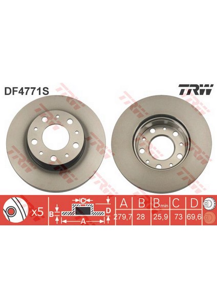 Mtxdpn On Fren Disk Ducato Iii Boxer Iii Jumper Iii 15 Jant Kucuk 280X28X5DL Havali