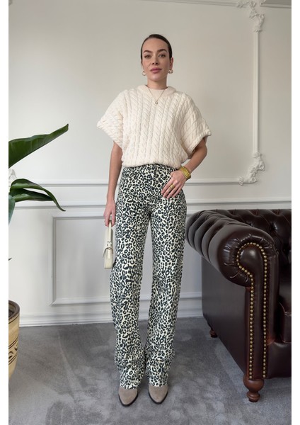 Kesik Paça Premium Pantolon- Ekru