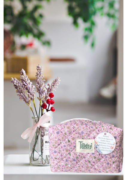 %100 Pamuk Makyaj ve Kozmetik Çantası | 22X12X10 cm | Seyahat Organizer indirimleri