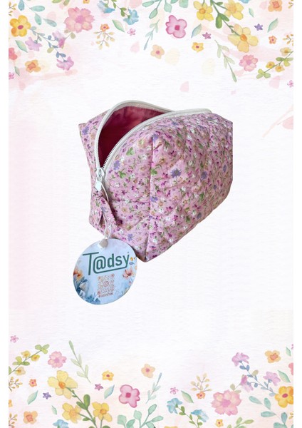 %100 Pamuk Makyaj ve Kozmetik Çantası | 22X12X10 cm | Seyahat Organizer