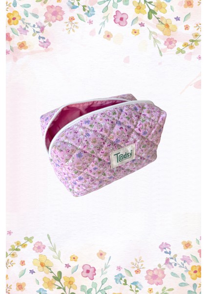 %100 Pamuk Makyaj ve Kozmetik Çantası | 22X12X10 cm | Seyahat Organizer